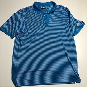 Callaway Opti Dri Blue Striped Golf Shirt Mens Medium